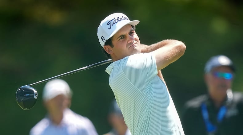 Jackson Suber tees off on the second hole during the third round at the Canadian Open golf tournament in Caledon, Ontario, Saturday, June 13, 2026. (Nathan Denette/The Canadian Press via AP)
