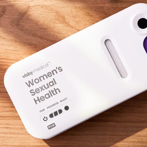 This photo provided by Visby Medical in January 2026 shows its three-in-one gonorrhea, chlamydia and trichomoniasis test for women. (Visby Medical via AP)
