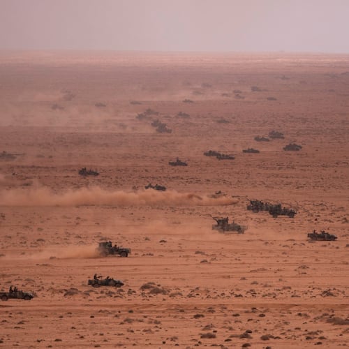 FILE - U.S and Moroccan military forces take part in the 20th edition of the African Lion military exercise, in Tantan, south of Agadir, Morocco, Friday, May 31, 2024. (AP Photo/Mosa'ab Elshamy, File)