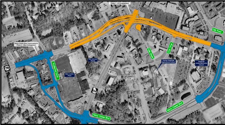 Construction continues to improve traffic flow at U.S. 78 and S.R. 124 in Snellville. Courtesy City of Snellville