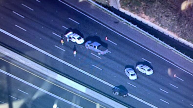 Four lanes of I-85 were blocked for hours following the four-car wreck.