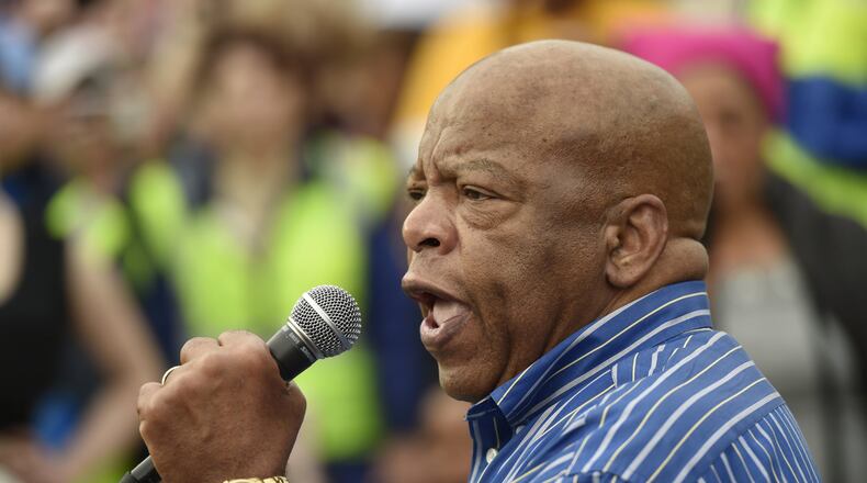 January 21, 2017, Atlanta - U.S. Rep. John Lewis speaks to the crowd in Atlanta, Georgia, on Saturday, January 21, 2017. (DAVID BARNES / DAVID.BARNES@AJC.COM)
