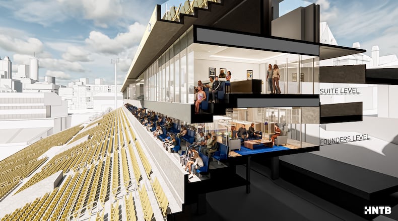 An artist rendering of planned renovations at Georgia Tech's Bobby Dodd Stadium.