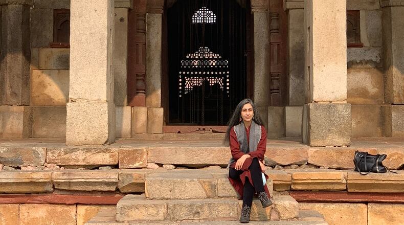 Ruby Lal, author of "Vagabond Princess" at Humayun's tomb complex in New Delhi. Humayun was the brother of Princess Gulbadan Begum, the first and only female historian of the Mughals of India and the subject of Lal's new book. Courtesy of Rana Safvi