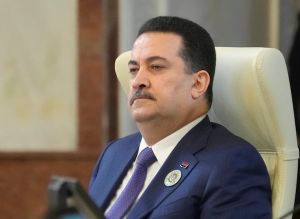 Iraq's Prime Minister Mohammed Shia al-Sudani attends the 34th Arab League summitin Baghdad, Iraq, Saturday, May 17, 2025. (AP Foto/Hadi Mizban, Pool)