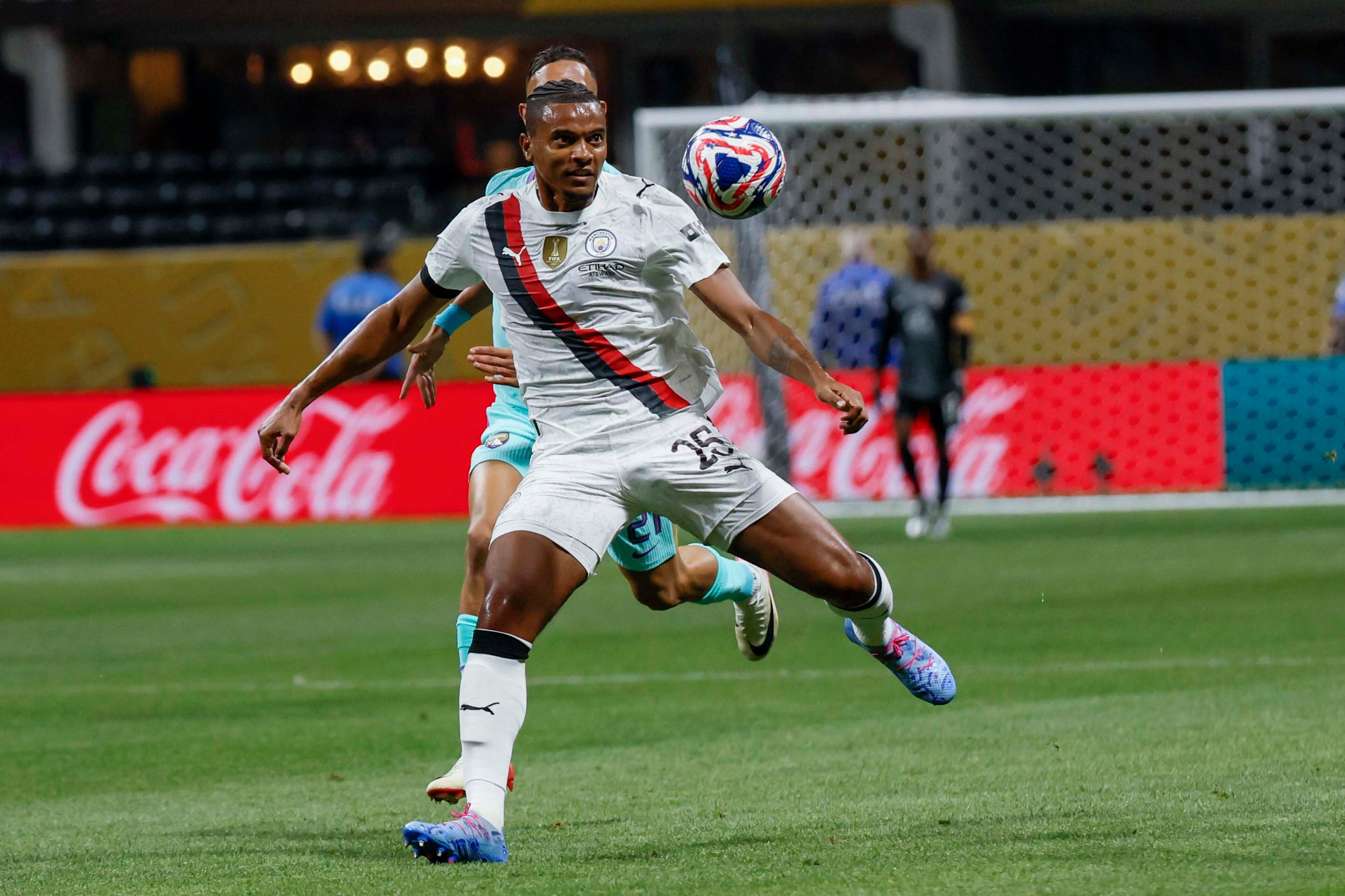 Manchester City's defender Manuel Akanji (25) controls the ball during the Club World Cup group G soccer match between Manchester City and Al Ain at Mercedes-Benz Stadium on Sunday, June 22, 2025.
(Miguel Martinez/ AJC)