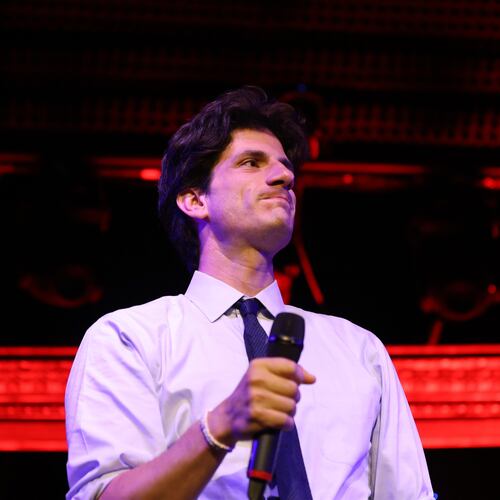 Democratic congressional candidate Jack Schlossberg speaks during an election night watch party Tuesday, June 23, 2026, in New York. (AP Photo/Heather Khalifa)