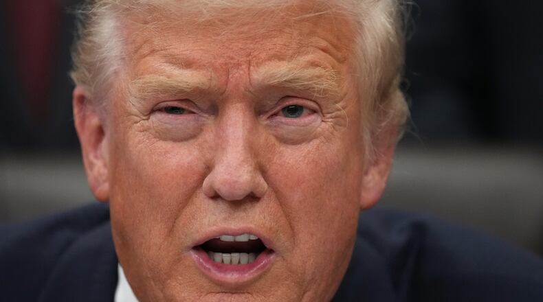 President Donald Trump speaks before signing the funding bill to reopen the government, in the Oval Office of the White House, Wednesday, Nov. 12, 2025, in Washington. (AP Photo/Jacquelyn Martin)