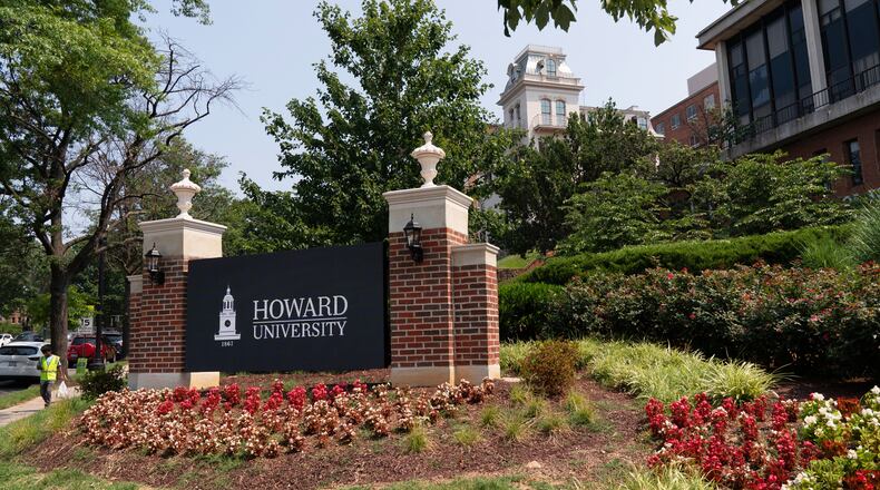 FILE - A sign welcomes people to the Howard University campus in Washington on July 6, 2021. (AP Photo/Jacquelyn Martin, File)