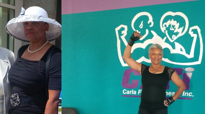 In the photo on the left, taken in 2013, Cynthia McDaniel weighed 176 pounds. In the photo on the right, taken this year, she weighed 149 pounds. (Photos contributed by Cynthia McDaniel and Carla Fields)