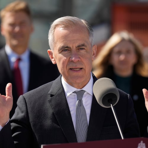 Prime Minister Mark Carney responds to a question during an event in Ottawa on Thursday, April 23, 2026. (Adrian Wyld/The Canadian Press via AP)