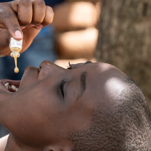A health worker administers a cholera vaccine in Blantyre, southern Malawi, Thursday, Jan. 22, 2026. (AP Photo/Thoko Chikondi)