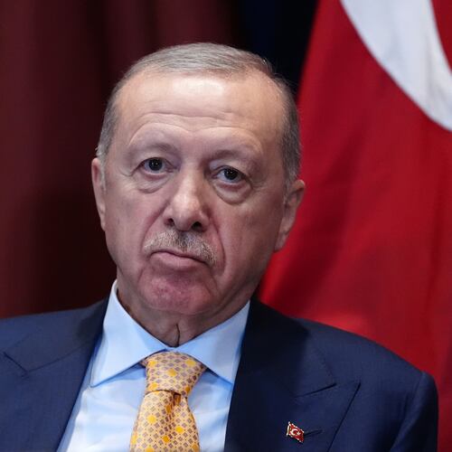 Turkey's President Recep Tayyip Erdogan listens during a meeting with President Donald Trump at a multilateral meeting with the Gulf Cooperation Council during the United Nations General Assembly, Tuesday, Sept. 22, 2026, at the UN headquarters. (AP Photo/Julia Demaree Nikhinson)