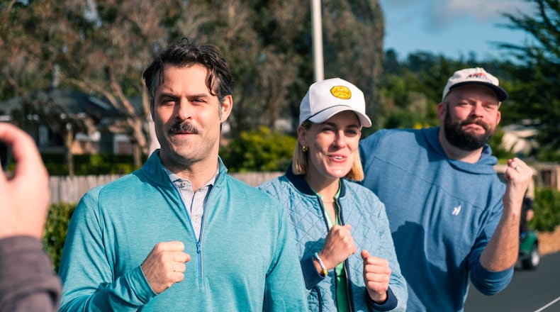 Aaron Chewning (right) launched St. Andre Golf in 2022, a golf-centric sketch comedy group that also includes Jonathon Pawlowski (left) and Hannah Aslesen (center). It has amassed nearly half a million followers, multiple brand partners and the opportunity to film with Tiger Woods. (Courtesy of Billy Stahlmann)