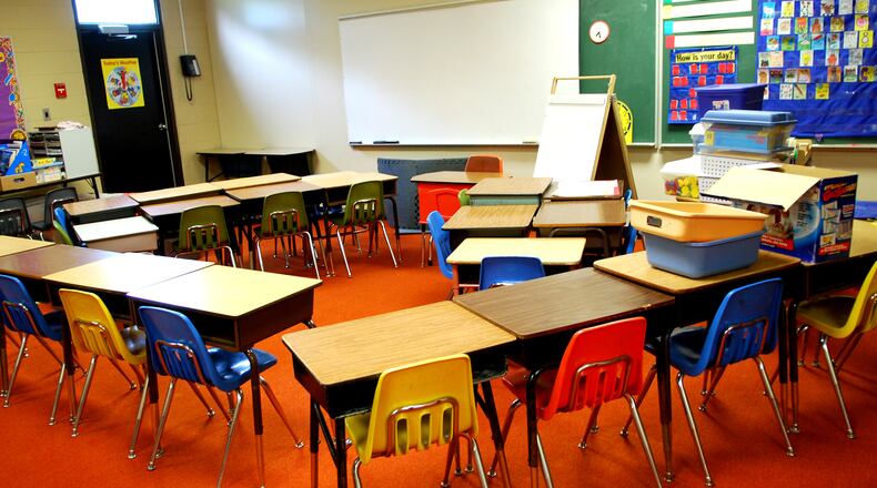 An empty classroom awaiting the first day of school. Not all classes will have teachers as districts scramble to finalize new hires, especially in hard-to-fill subjects.