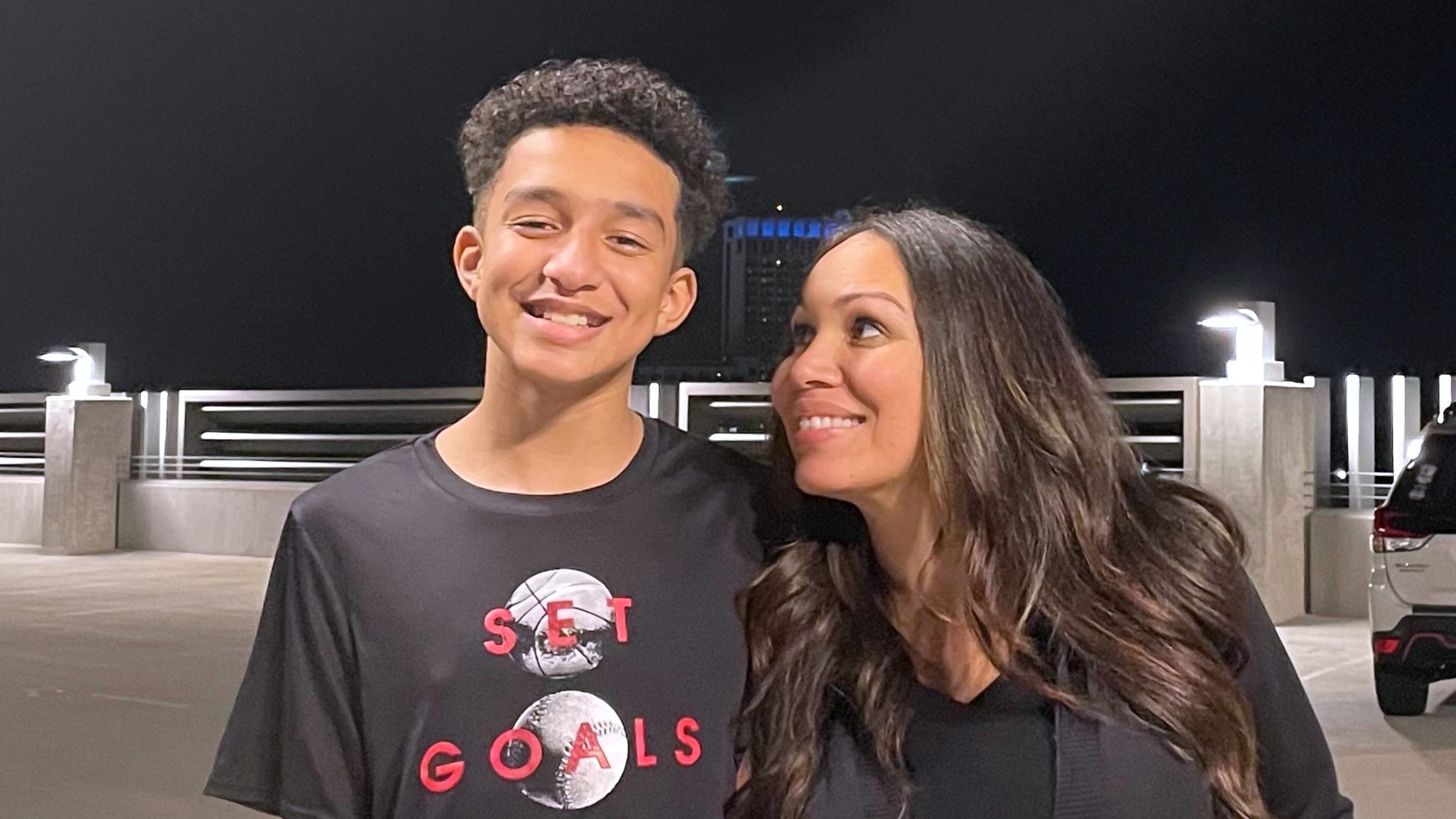 FILE - In this undated photo provided by Megan Garcia of Florida in Oct. 2024, she stands with her son, Sewell Setzer III. (Courtesy Megan Garcia via AP, File)
