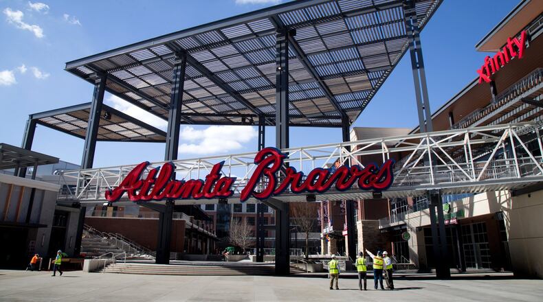 The final touches are being taken care of at the Braves’ new stadium, SunTrust Park. (Steve Schaefer, Special to the AJC)