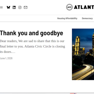 Atlanta Civic Circle announced Monday it was shutting down after six years on its website. (Atlanta Civic Circle screenshot)