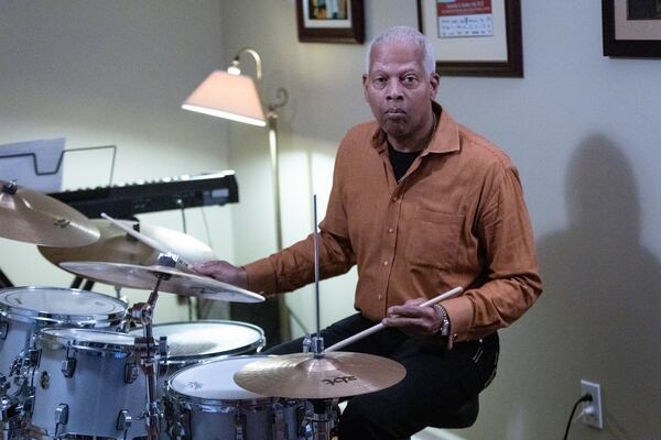 Democratic U.S. Rep. Hank Johnson played the drums in his Lithonia home.