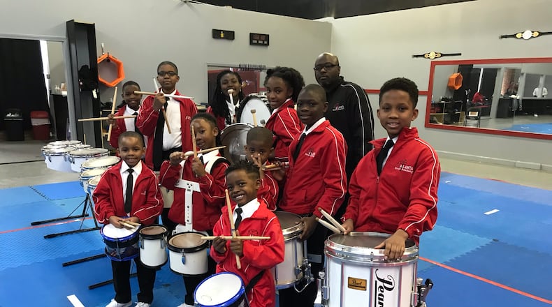 James Riles and his group of Atlanta Drum Academy players who will perform on this Sunday's "Little Big Shots" on NBC on April 8, 2018. CREDIT: Rodney Ho/rho@ajc.com