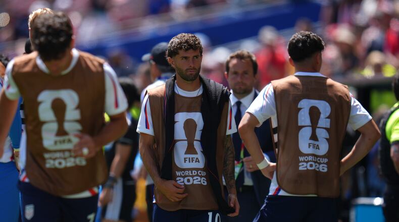 United States' Christian Pulisic (10) during the World Cup Group D soccer match between the United States and Australia in Seattle, Friday, June 19, 2026. (AP Photo/Manu Fernandez)