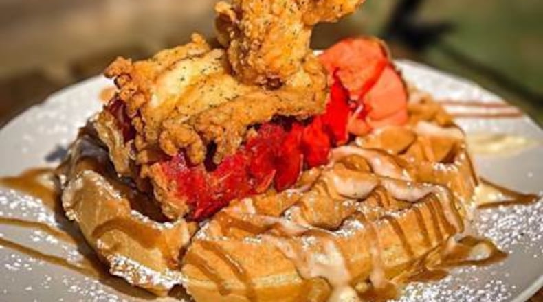 The Honey Lobster Sriracha Waffle from the secret menu at Nana’s Chicken-n-Waffles.