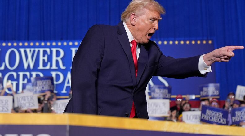 President Donald Trump speaks during an event at the Horizon Events Center in Clive, Iowa, Tuesday, Jan. 27, 2026. (AP Photo/Mark Schiefelbein)
