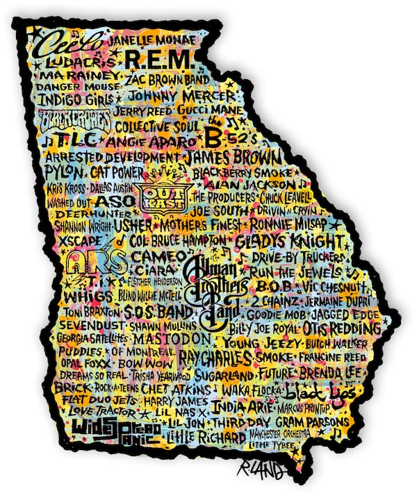 "GA Musicland" celebrates the many bands and musicians from or based in Atlanta. (Courtesy/R. Land)