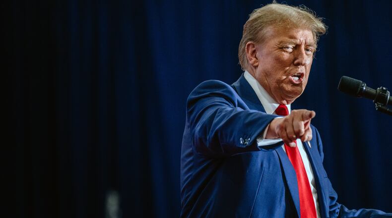 Former President Donald Trump said in a video statement Monday that each state should decide its abortion stance through legislation and that “whatever they decide must be the law of the land.” He added, though, that he favored exceptions for rape, incest and the health of the mother. (Jamie Kelter Davis/The New York Times)