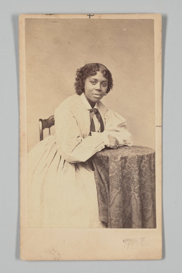 Augustus Marshall, carte-de-visite of Edmonia Lewis, about 1870. (Courtesy of Georgia Museum of Art/From the collection of the Smithsonian National Museum of African American History and Culture)