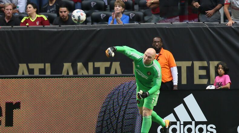 October 22, 2017. Atlanta United goelkeeper tosses the ball during the second half at the Mercedes-Benz stadium ware the Atlanta United tied the game 2 to 2 with Toronto FC leaves the team in the fourth place of the Eastern Conference.