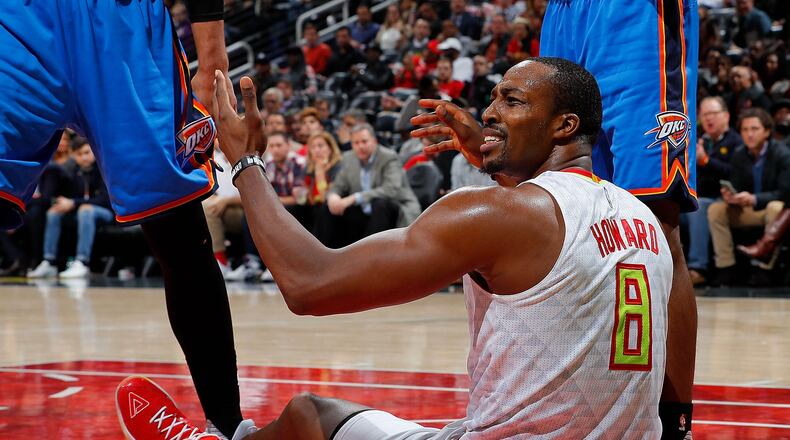 The Hawks’ offseason makeover, which included the signing of free agent center Dwight Howard, has not yielded great results to this point. The team is on a seven-game losing streak and has lost 10 of 11 games since starting the season 9-2. (Kevin C. Cox/Getty Images)