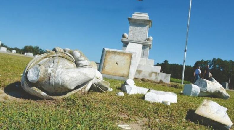 A Confederate statue in a South Georgia cemetery was vandalized.