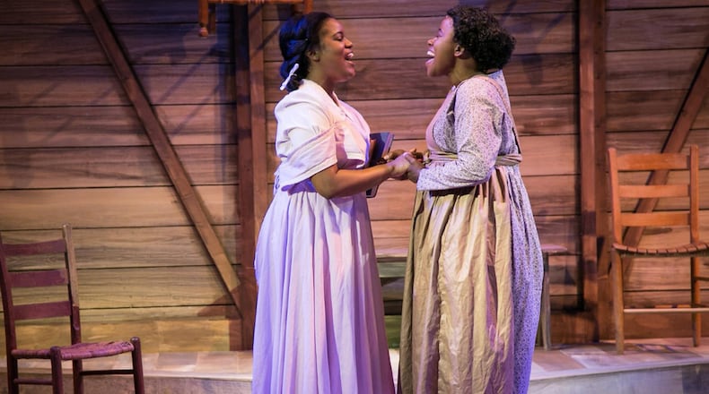 Jeanette Illidge and Latrice Pace play sisters Nettie and Celie in “The Color Purple” at Actor’s Express. CONTRIBUTED BY CASEY GARDNER