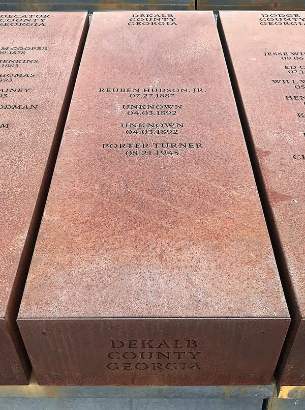 A stone marker at The National Memorial for Peace and Justice in Montgomery, Alabama recognizes several recorded lynchings that took place in DeKalb County. Serving as an inspiration, the NAACP is organizing a events in September that are book-ended by the unveiling of two lynching markers, an Equal Justice Initiative lynching monument is also in the works. TIA MITCHELL / TIA.MITCHELL@AJC.COM