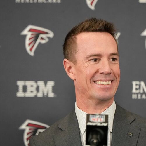 Former Falcons quarterback Matt Ryan holds a news conference as the new Atlanta Falcons president of football Tuesday. (Brynn Anderson/AP)