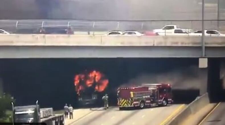 The scene had all lanes of I-20 westbound blocked Tuesday afternoon.