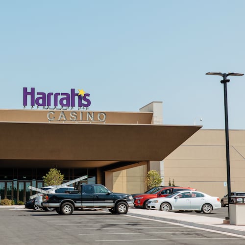 The Harrah's Casino, owned by the Iowa Tribe of Oklahoma, is seen in Chandler, Okla., Wednesday, Aug. 5, 2026. (AP Photo/Brittany Bendabout)