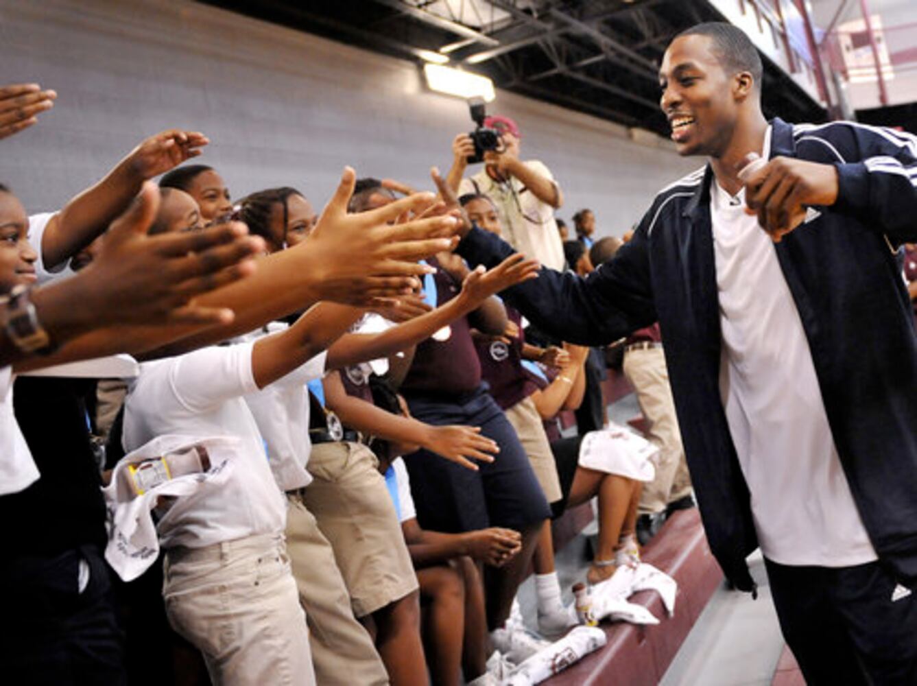 Olympian Dwight Howard visits his high school