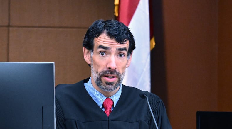 Fulton Superior Court Judge Robert McBurney speaks during a motion hearing at Fulton CountyCourthouse in Atlanta on Friday, July 1, 2022.  (Hyosub Shin / Hyosub.Shin@ajc.com)