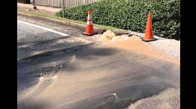 Lake Acworth Drive is closed at Cottage Oaks Drive and will be for about six hours.