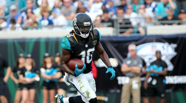 JACKSONVILLE, FL - DECEMBER 13: Denard Robinson #16 of the Jacksonville Jaguars runs for yardage during the game against the Indianapolis Colts at EverBank Field on December 13, 2015 in Jacksonville, Florida. (Photo by Sam Greenwood/Getty Images)