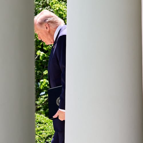 President Donald Trump walks through the Colonnade of the White House, as he arrives to attend a luncheon for mothers, Friday, May 8, 2026, in the Rose Garden of the White House, in Washington. (AP Photo/Jacquelyn Martin)