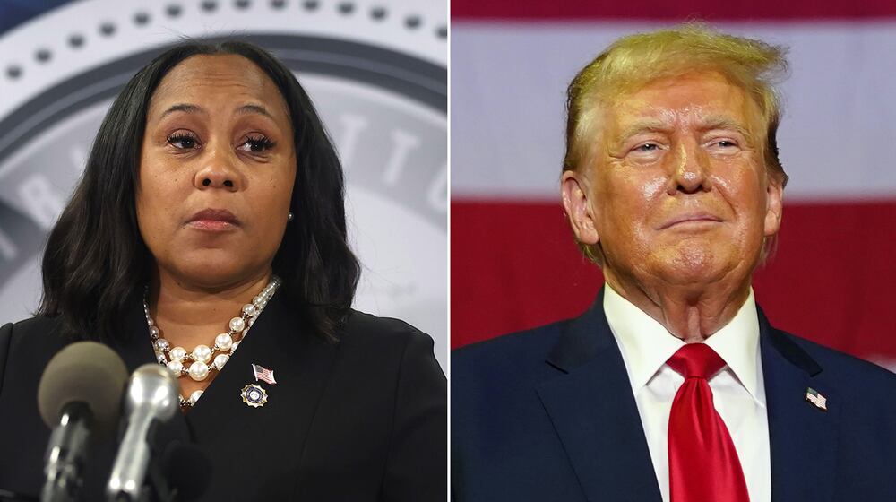 Fulton County District Attorney Fani Willis and President-elect Donald Trump (Michael Blackshire/AJC and Chris Szagola/AP)