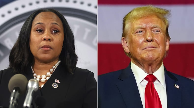 Fulton County District Attorney Fani Willis and former President Donald Trump (Michael Blackshire/AJC & Chris Szagola/AP)