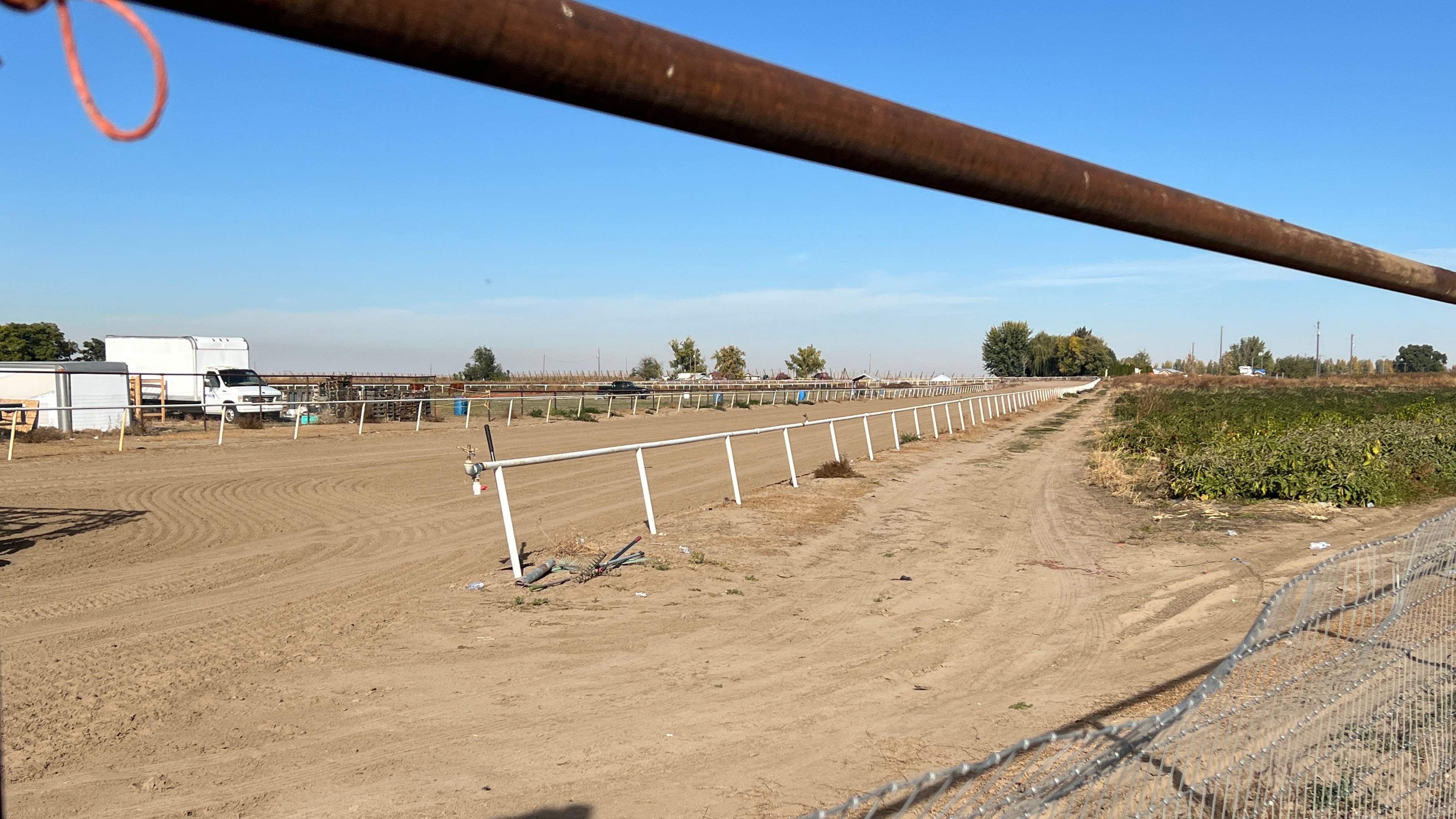 FILE - La Catedral Arena horse race track in Wilder, Idaho is seen in Oct. 22, 2025, three days after the FBI and other law enforcement agencies raided the property as part of a gambling investigation. (AP Photo/Rebecca Boone, File)