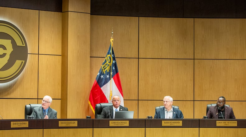In 2022, voting rights groups filed a suit against the Cobb Board of Elections, alleging the school board, pictured here in part, and state lawmakers drew a map that unlawfully discriminates against communities of color by “packing” them into a small number of districts to dilute minority voting power. (Jenni Girtman for The Atlanta Journal-Constitution)