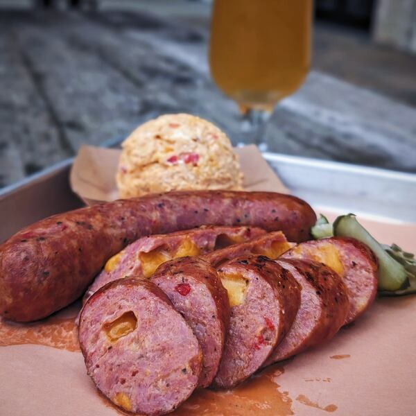 During the 2025 Masters Week (April 7-13), look for a special pimento cheese smoked sausage at Owens & Hull BBQ in Smyrna. (Courtesy of Owens & Hull BBQ)