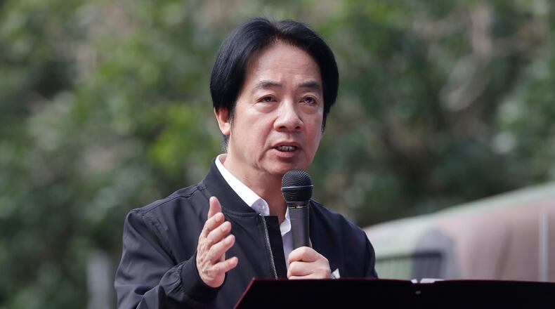 FILE - Taiwan President Lai Ching-te delivers a speech as he inspects Taiwanese reservists participating in reserve military training in Ilan County, Eastern Taiwan, Tuesday, Dec. 2, 2025. (AP Photo/Chiang Ying-ying, File)