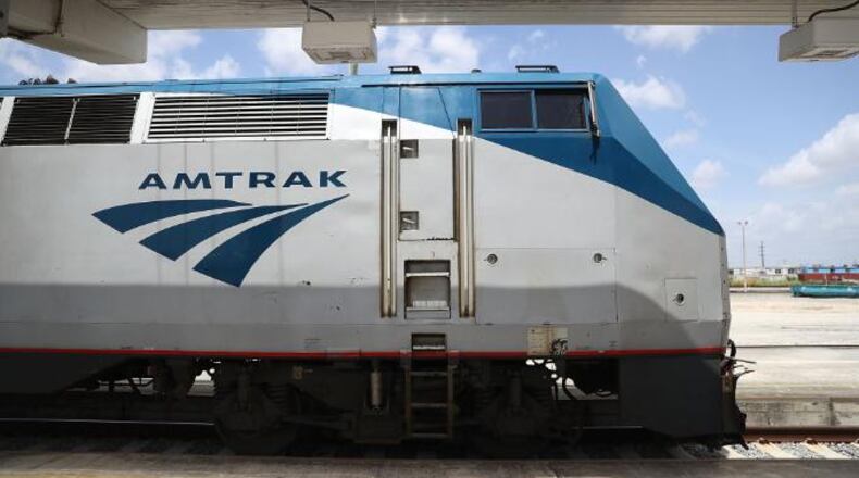 FILE PHOTO: An Amtrak train is seen as people board at the Miami station on May 24, 2017 in Miami, Florida. (Photo by Joe Raedle/Getty Images)